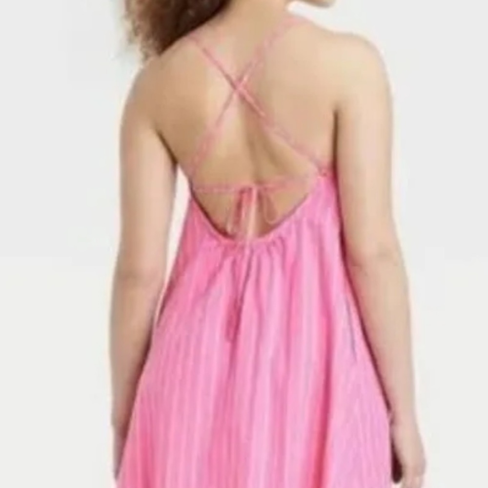 Shift Mini Dress Pink and White Striped A New Day New with Tags Large - Picture 2 of 5